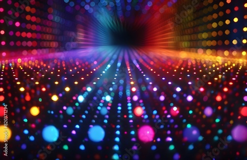 Psychedelic Neon Grid A Vivid Geometric Interior Illusion photo