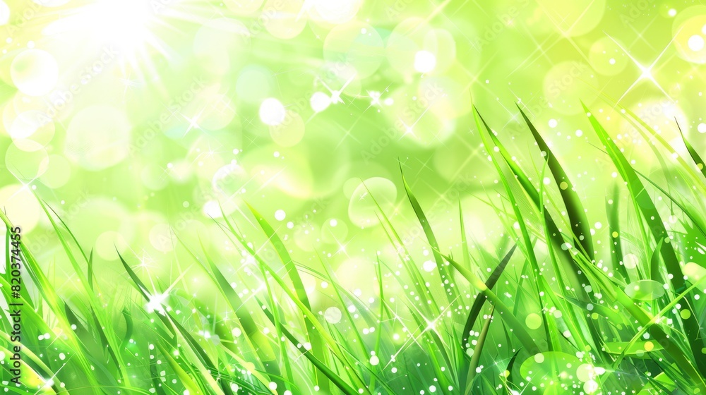 Obraz premium Fresh Spring Green Grass With Bokeh Sunlight, Evoking The Vitality Of The Season, High Quality