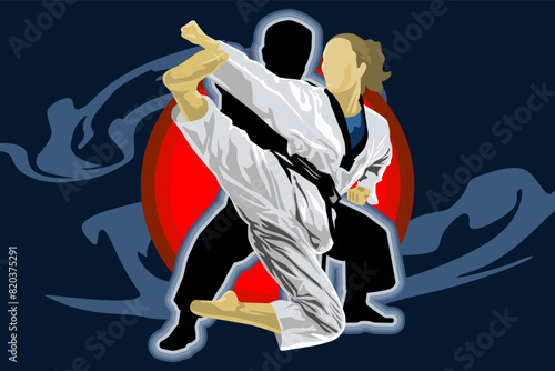 karate kick illustration design vector art