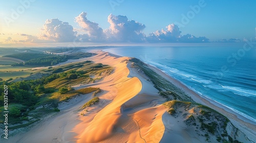Fototapeta Naklejka Na Ścianę i Meble -  Drone capture of the Dune of Pilat, the tallest sand dune in Europe