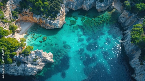 Drone perspective of the Calanques near Marseille