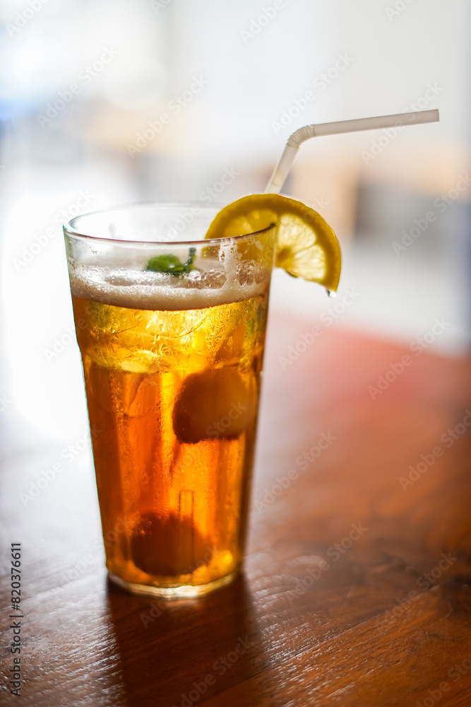 Lychee Iced Tea or Es Leci tea with Mint Leaves in a Glass Lychee Iced Tea or Es Leci tea with Mint Leaves in a Glass