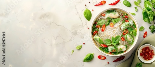 Savor the Essence of Vietnamese Cuisine Pho and Spring Rolls in a Vibrant Display