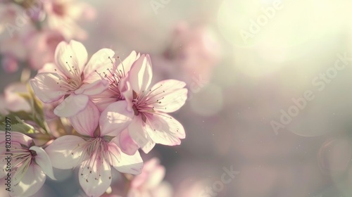 Close-Up Of Cherry Blossoms Blooming With A Softly Blurred Background  Evoking Tranquility And Beauty  High Quality