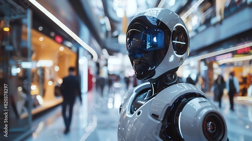 Wallpaper Mural A futuristic robot interacting with humans in a sleek, modern environment Torontodigital.ca