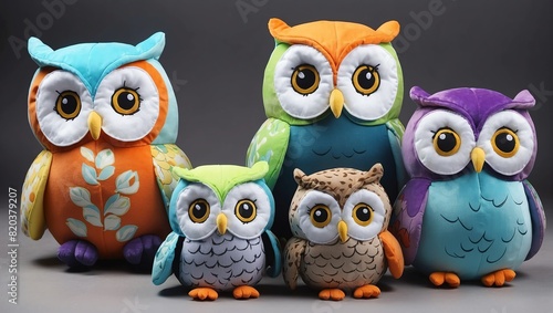 set of owl plush dolls stuffed toy from Generative AI