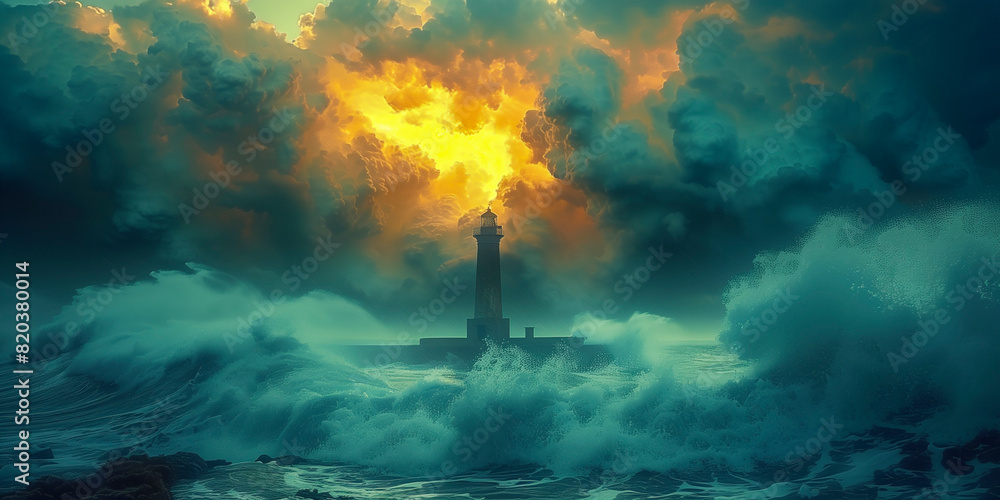 Fototapeta premium Lighthouse in a heavy storm