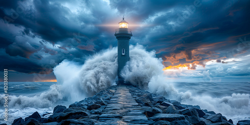Lighthouse in a heavy storm