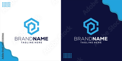 Creative PC Letter Monogram Hexagon Logo, Design Inspiration, Illustration, Vector
