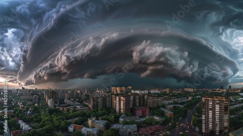 supercell storm over the city photo