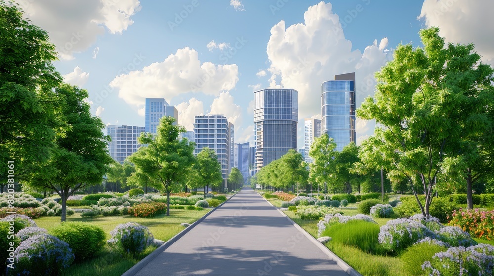 An Asphalt Road Leading To A City Skyline With Modern Buildings, Showcasing Urban Beauty, High Quality An Asphalt Road Leading To A City Skyline With Modern Buildings, Showcasing Urban Beauty, High Quality