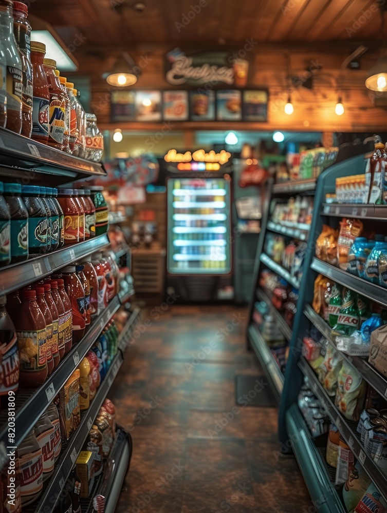 Naklejka premium Blurred Background of Convenience Store Interior