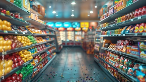 Blurred Background of Convenience Store Interior