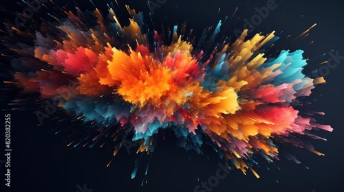 Multicolored abstract digital particles photo