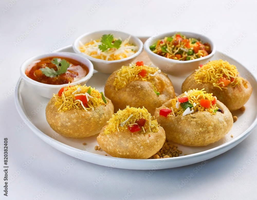 Indian traditional healthy food Sev Puri. Indian traditional healthy food Sev Puri.