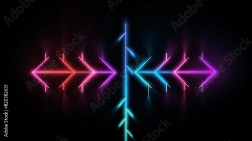 Neon arrows in a dark space