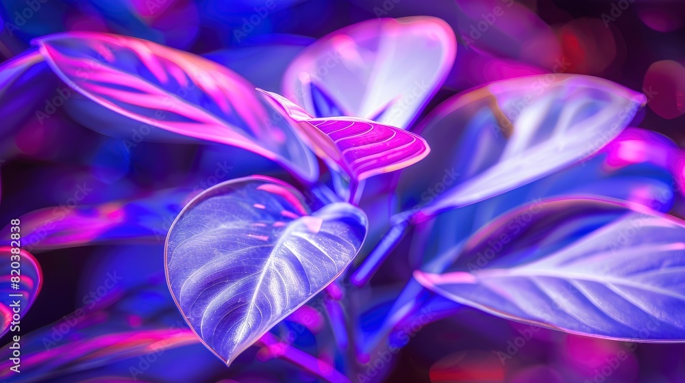 Fototapeta premium An Intense Blue-Violet Tropical Plant Glowing, Creating A Surreal And Captivating Scene, High Quality