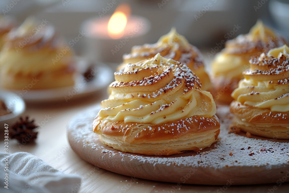 French Choux Pastry Filled with Cream French Choux Pastry Filled with Cream