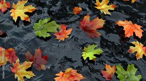 Autumn Background Featuring Vibrant Maple Leaves, High Quality