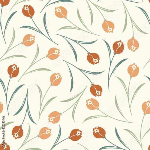 Vintage Tulip Garden Beauty Vector Pattern