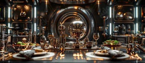 SciFi Themed Isaan Meal A Futuristic Culinary Experience in a Metallic Kitchen