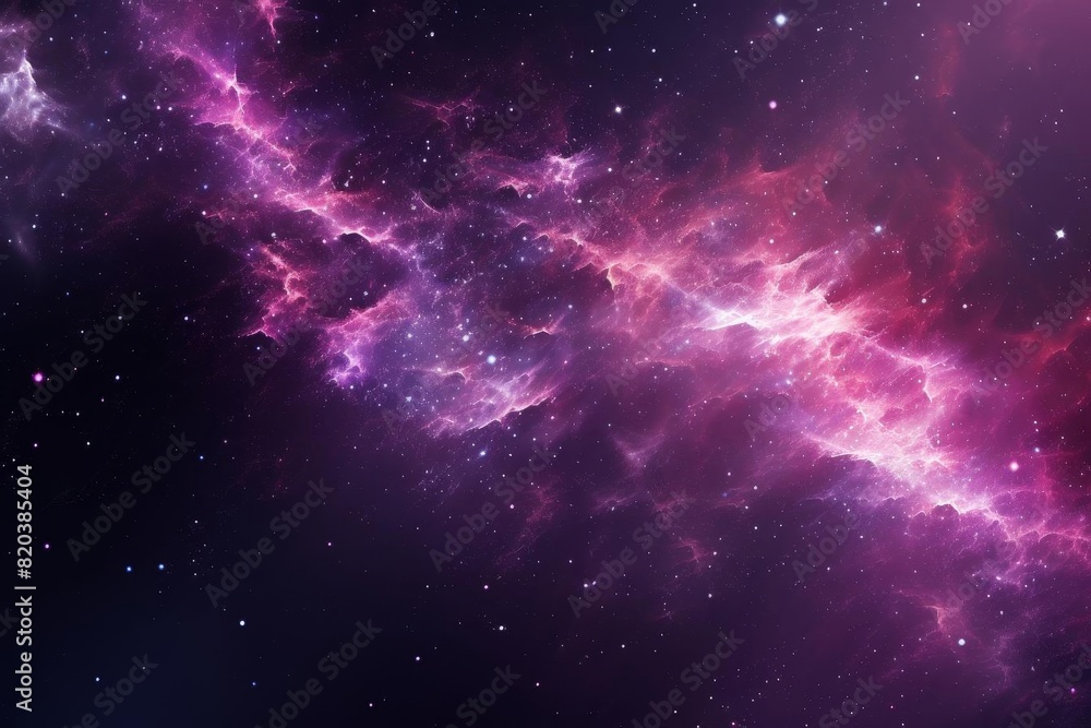 Pink and purple digital particles in dark space