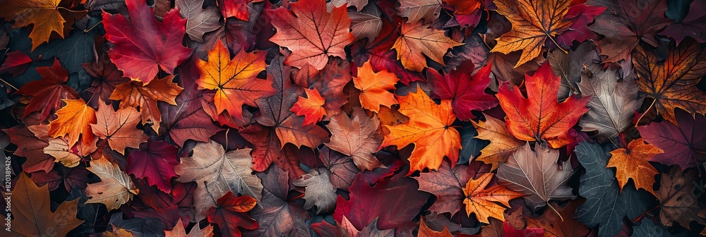 Full maple leaves in flat lay photography. First Day of Fall Concept. Leaves pattern Full maple leaves in flat lay photography. First Day of Fall Concept. Leaves pattern