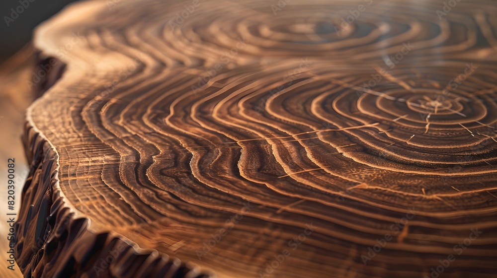 Naklejka premium Tree growth rings on fresh cut evergreen tree
