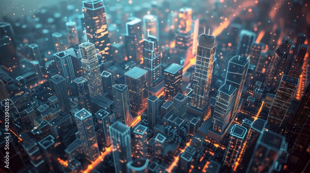 Fototapeta premium Tech cityscape