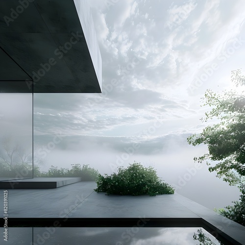 Minimalist Futuristic Architecture  A Visionary Biophilic Design Overlooking a Vast Sky