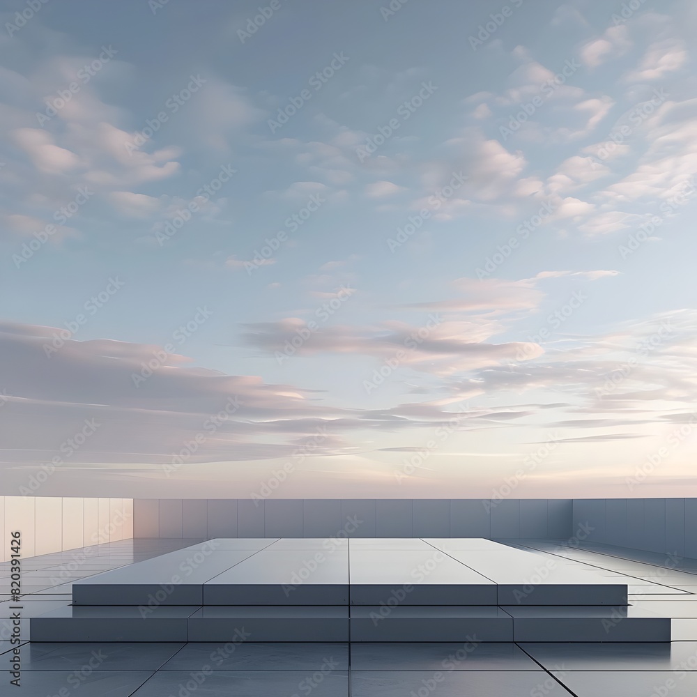 Minimalist Industrial Skyline - A Futuristic Building Overlooking a Vast Expansive Sky