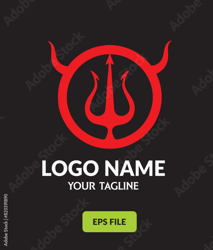 Devil logo with red and symbol vecetor flat logo design modern devil red logo