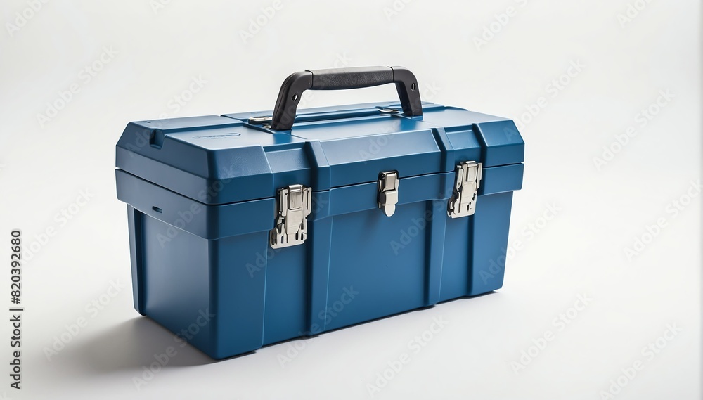 blue toolbox on plain white background from Generative AI blue toolbox on plain white background from Generative AI