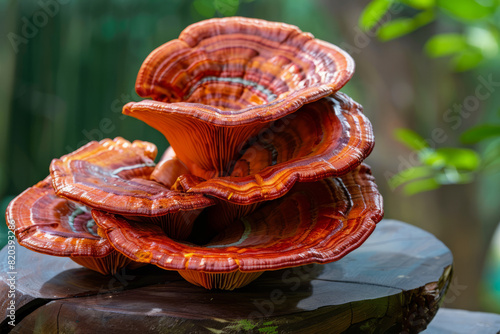 A reishi mushroom. trending superfood with health benefits photo