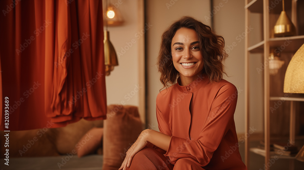 Smiling Woman in Luxury Studio