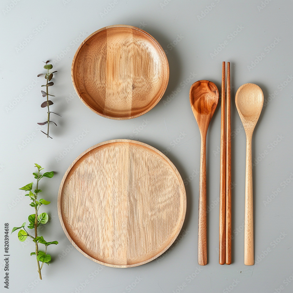 Natural kitchen tools wood products with spoon and cutting board Natural kitchen tools wood products with spoon and cutting board