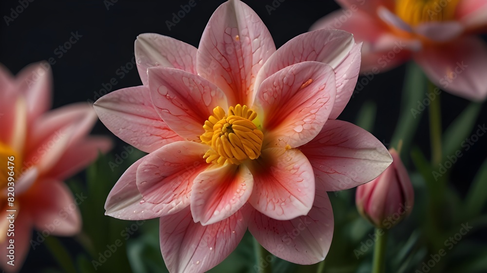 Beautiful flower Narcissus with pink color,pink lily flower
