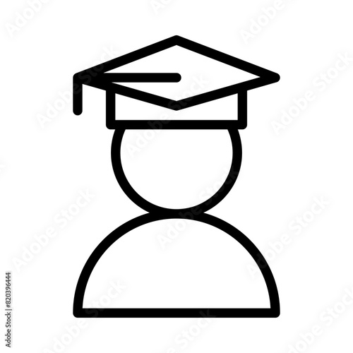 student icon or logo illustration outline black style © wahya