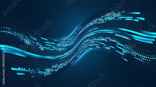 Structured database. Abstract digital wave particle. Digital music background. Sound vibrations. Futuristic dotted wave. Big data analytics. 3D illustration of nano particles in cyberspace