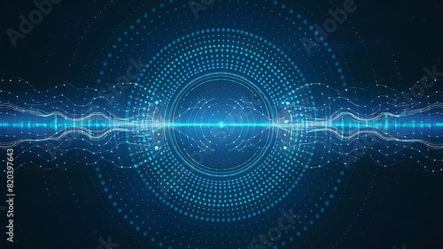 Structured database. Abstract digital wave particle. Digital music background. Sound vibrations. Futuristic dotted wave. Big data analytics. 3D illustration of nano particles in cyberspace