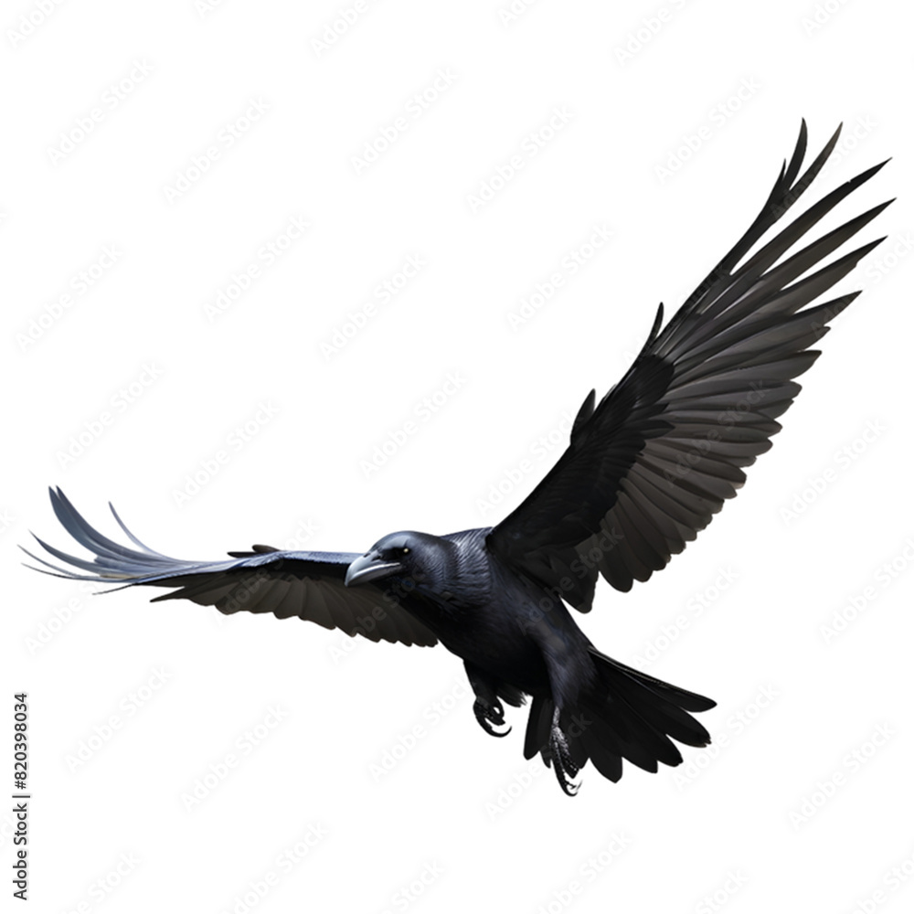 Obraz premium flying bird crow isolated on transparent background