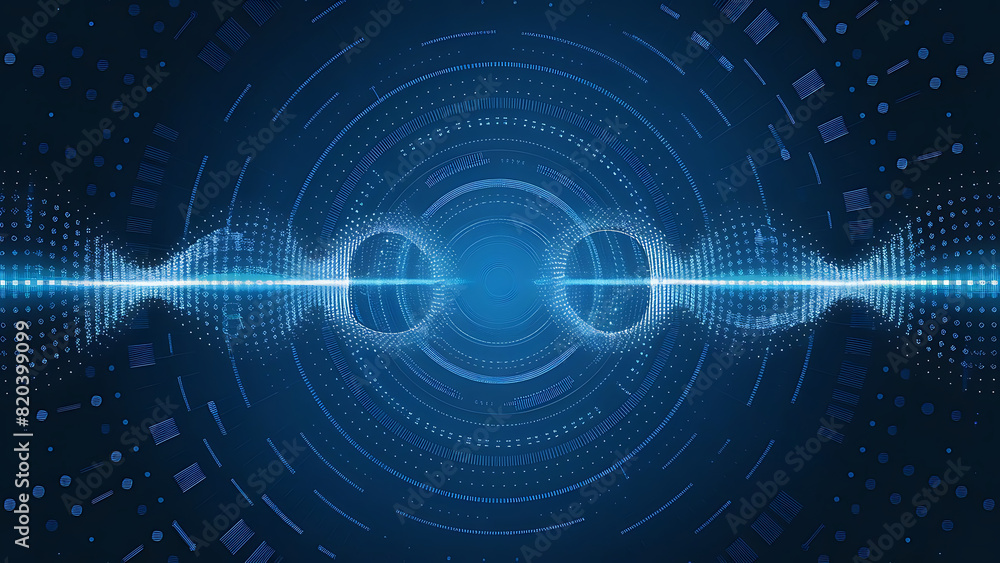 Obraz premium Structured database. Abstract digital wave particle. Digital music background. Sound vibrations. Futuristic dotted wave. Big data analytics. 3D illustration of nano particles in cyberspace