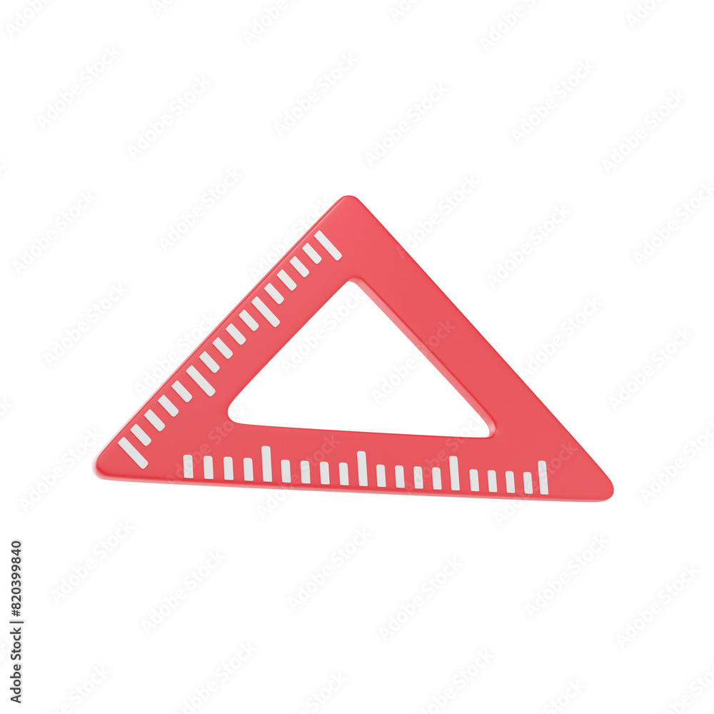 triangle ruler 3d icon and illustration