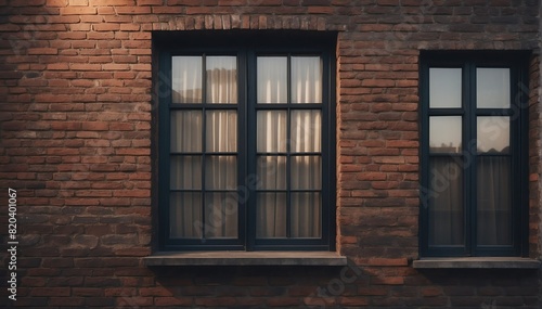 brick wall with window and dramatic lighting on house facade from Generative AI