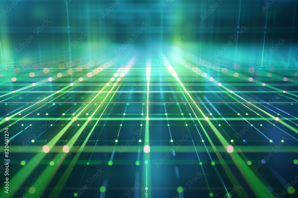 Neon glow green perspective grid, futuristic tech abstract background Neon glow green perspective grid, futuristic tech abstract background