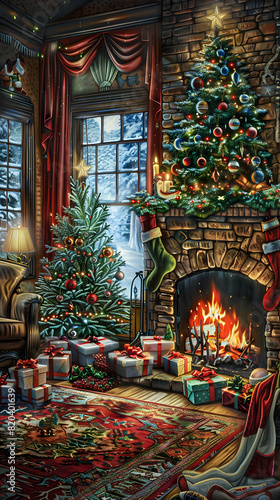 Festive Yuletide Glow: Cozy Interior Decorated for Traditional Yule Celebrations © Herbert