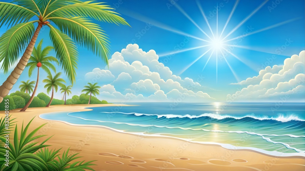 Summer beach scene design background