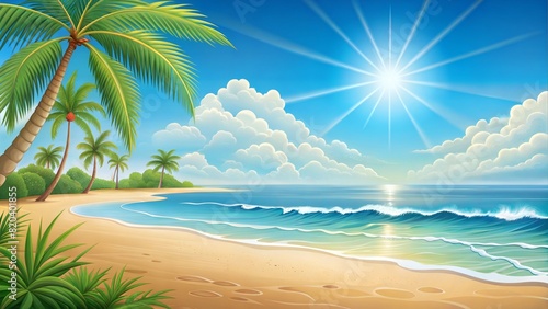 Summer beach scene design background © Bounpaseuth
