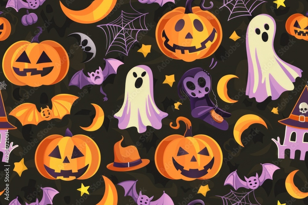 Textured Halloween pattern that seamlessly repeats, capturing the essence of the Halloween spirit and the excitement of the holiday festivities. Textured Halloween pattern that seamlessly repeats, capturing the essence of the Halloween spirit and the excitement of the holiday festivities.