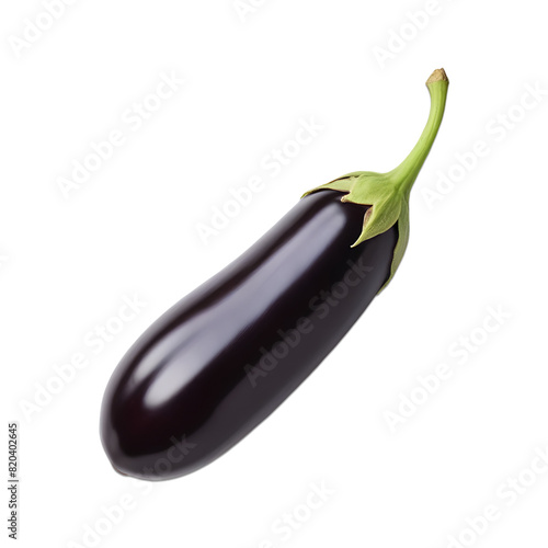 Isolated eggplant, One fresh eggplant isolated on transparent background photo